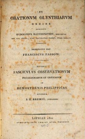 De orationum Olynthiarum ordine