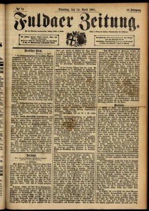 Ausgabe vom Dienstag, den 14. April 1891.