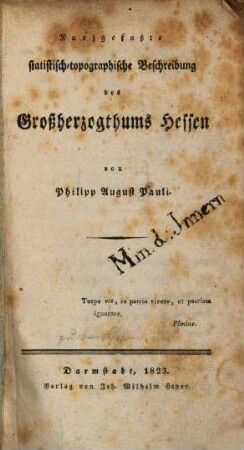 Kurzgefaßte statistisch-topographische Beschreibung des Großherzogthums Hessen