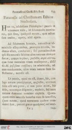 Paranesis ad Christianum Ethicae Studiosum
