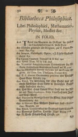Bibliotheca Philosophica. Libri Philosophici, Mathematici, Physici, Medici &c.
