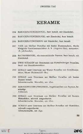 Keramik (Nr. 284-314)