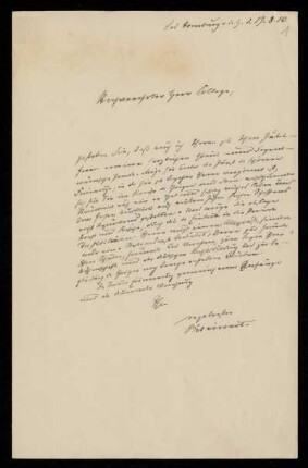 Brief eines Kollegen an Otto von Gierke, Bad Homburg v.d. Höhe, 19.8.1910