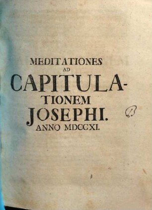 Meditationes Ad Capitulationem Josephi