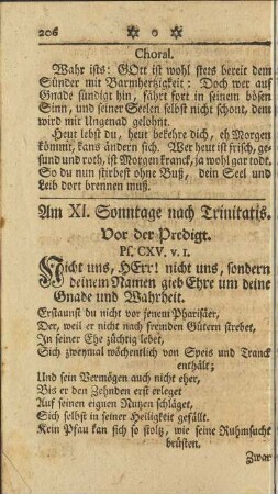 Am XI. Sonntage nach Trinitatis
