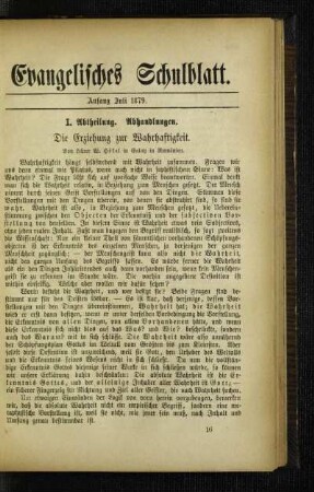 ¬Die¬ Erziehung zur Wahrhaftigkeit