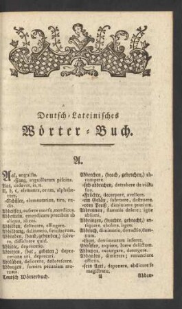 Deutsch-Lateinisches Wörter-Buch