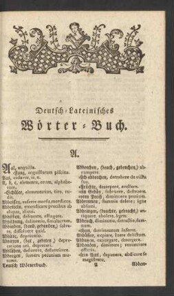 Deutsch-Lateinisches Wörter-Buch