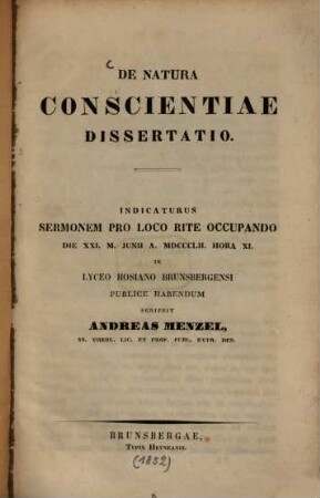 De natura conscientiae dissertatio