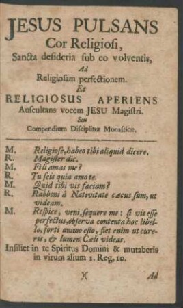 Jesus Pulsans Cor Religiosi