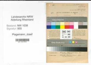 Entnazifizierung Josef Plagemann , geb. 11.07.1890 (Bahnbeamter)