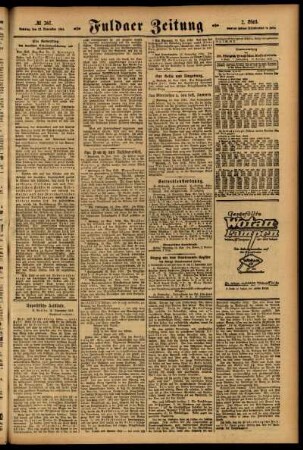 Zweite Ausgabe vom Samstag, den 18. November 1916.