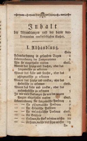 Inhalt der Abhandlungen und der darin vorkommenden merkwürdigsten Sachen.