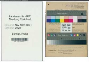 Entnazifizierung Franz Schrick , geb. 19.11.1915 (Schlosser)