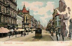 Postkartenalbum mit Motiven von Karlsruhe. "Karlsruhe. Kaiserstraße"