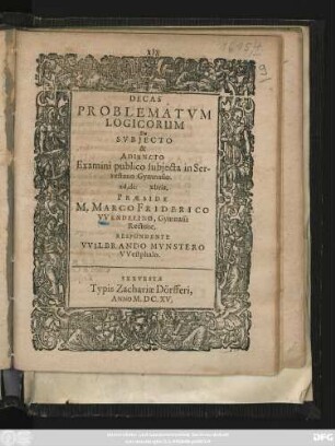 Decas Problematum Logicorum De Subiecto & Adiuncto