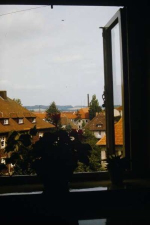 Detmold, Blick aus dem Küchenfenster auf die Bielefelder Straße; farbig