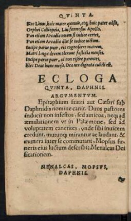 Ecloga Quinta, Daphnis.