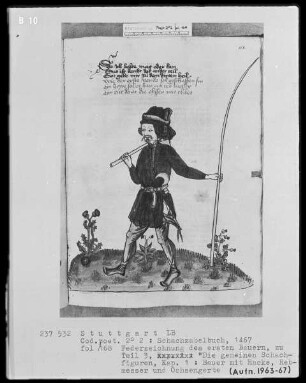 Schachzabelbuch des Konrad von Ammenhausen — Repräsentationsbild des ersten Bauern, Folio 168recto