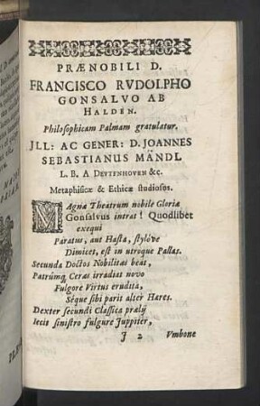 Praenobili D. Francisco Rudolpho