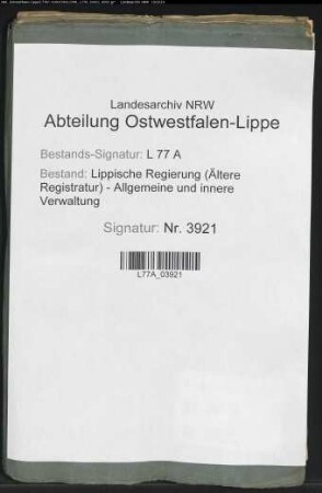 Dismembration ( Aufteilung) des Flakeschen Kolonats Nr. 2 zu Vahlhausen (Amt Detmold)