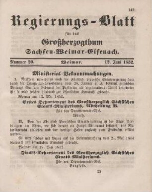 Nr. 20 : 12. Juni 1852