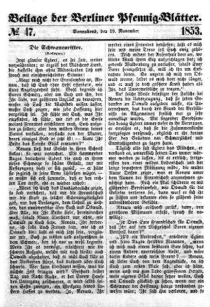 Beilage: No. 47, Sonnabend, den 19. November