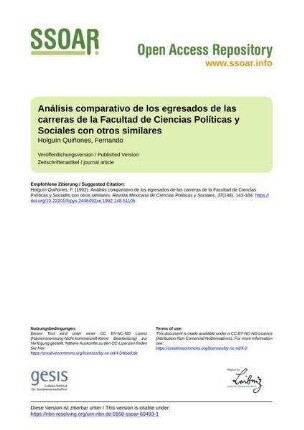 Análisis comparativo de los egresados de las carreras de la Facultad de Ciencias Políticas y Sociales con otros similares