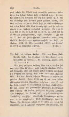 288-295 [Rezension] Trenkle, Franz Sales, Der Brief des heiligen Jacobus