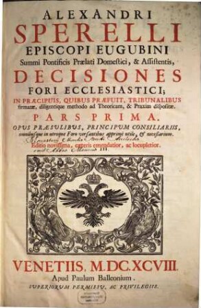 Decisiones fori ecclesiastici, 2