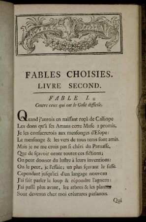 Fable I. Contre ceux qui ont le Goût difficile. - Fable X. L´Ane chargé d´éponges, & l´Ane chargé de sel.