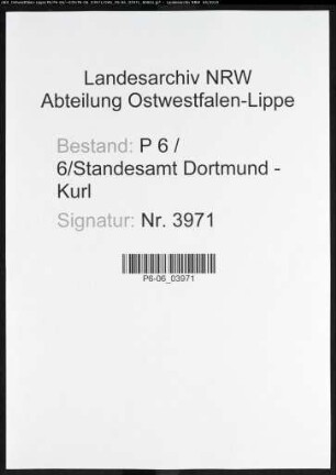 Sterberegister Standesamt Dortmund-Kurl (XV)