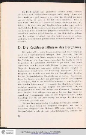 D. Die Rechtsverhältnisse des Bergbaues