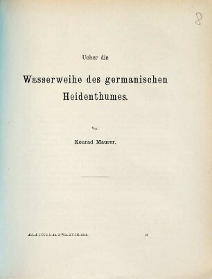 Ueber die Wasserweihe des germanischen Heidenthumes
