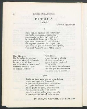 Pituca : Tango. Editorial Perrotti