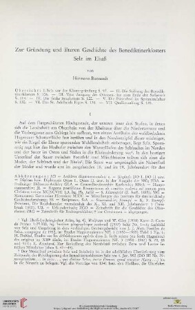 Zur Gründung und älteren Geschichte des Benediktinerklosters Selz im Elsaß