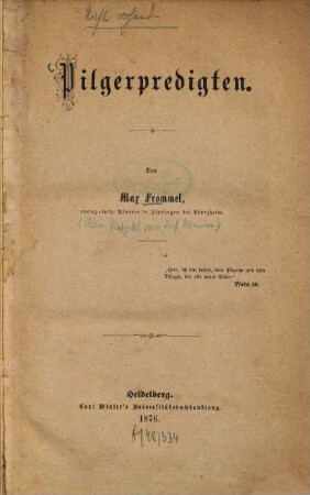 Pilgerpredigten : Von Max Frommel