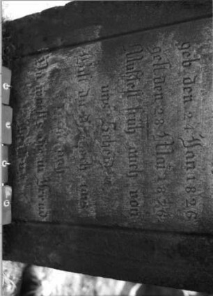 Grabstein 481 (Index: 99789242) Material: Sandstein Zustand: sehr stark verwittert in Teilbereichen mit Textverlust Maße HxBxT: 99x58x16 cm Symbolik: florale Motive: Grabstein 481C
