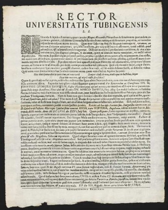 Rector Universitatis Tubingensis L. S.