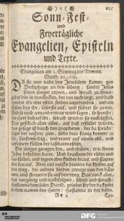 Sonn- Fest- und Feyertägliche Evangelien, Episteln und Texte.