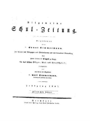 Titelblatt für Februar 1842 : [Heft 19 - 34]