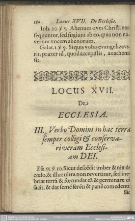 Locus XVII. De Ecclesia
