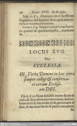 Locus XVII. De Ecclesia