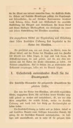 I. Erforderniß ausreichender Kraft für die Staatsgewalt.