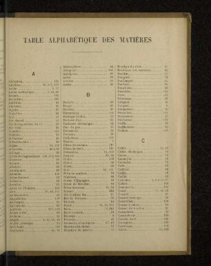 TABLE ALPHABÉTIQUE DES MATIÈRES