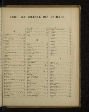 TABLE ALPHABÉTIQUE DES MATIÈRES