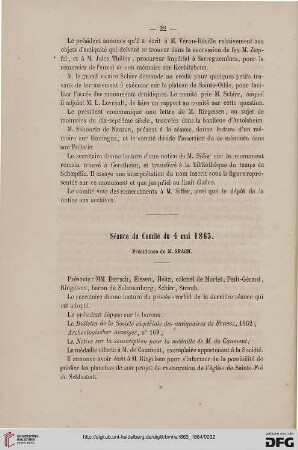 Séance du Comité du 4 mai 1863
