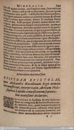 CUIUSDAM EPISTOLAE, quae Alexandri Macedonum Regis nomine circumfertur, interpretatio, abditam Philosophici Lapidis compositionem sapientibus acutißime declarans.