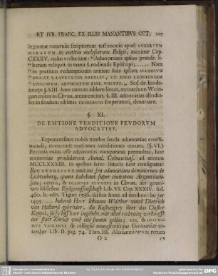 § XI. De Emtione Venditone Feudorum advocatiae