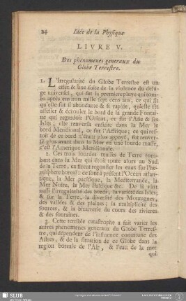 Livre V. Des phenomenes generaux du Globe Terrestre